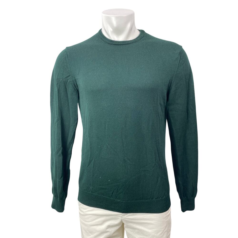 Octobre Edition 100% Merino Wool Mens Dark Green Long Sleeves Knit Sweater Top L